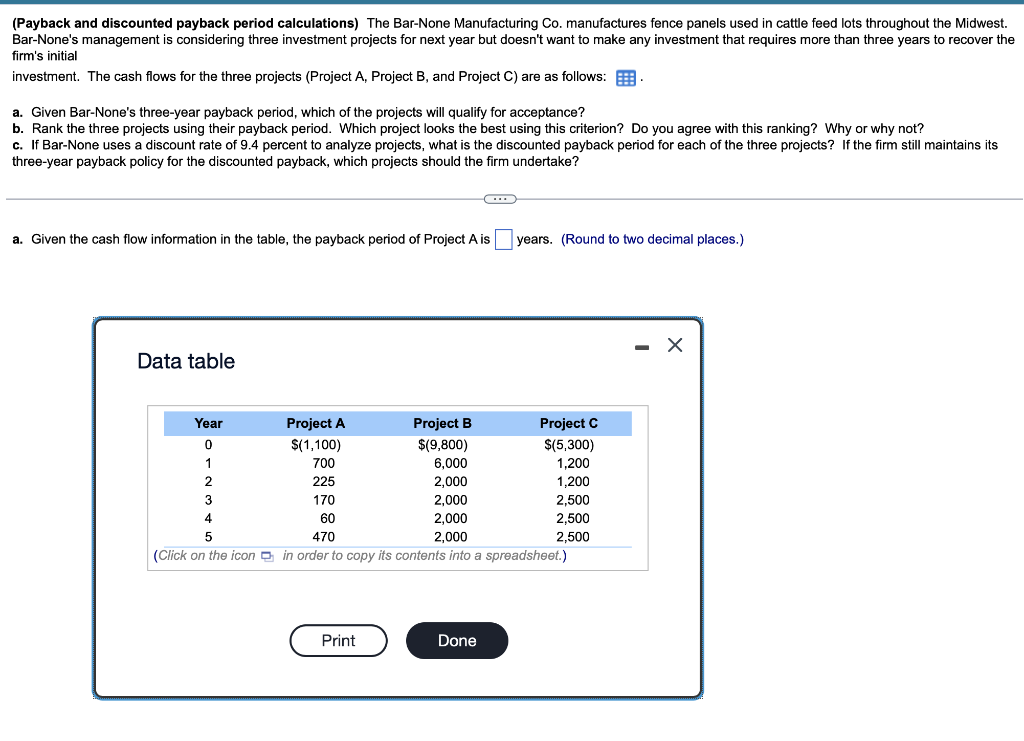 Solved (Payback And Discounted Payback Period Calculations) | Chegg.com