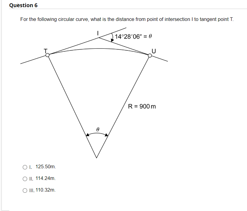 Question 6For the following circular curve, what is | Chegg.com