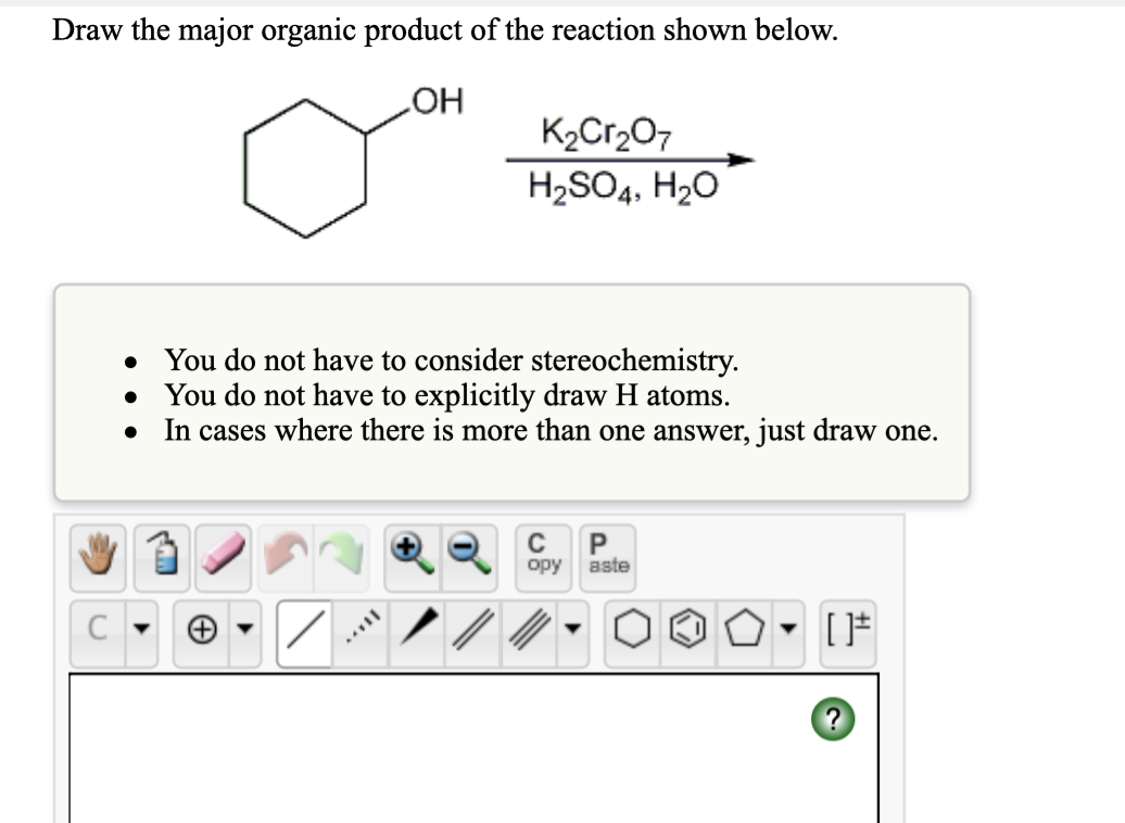 Draw The Major Organic Product Of The Reaction Shown Below. H2so4 
