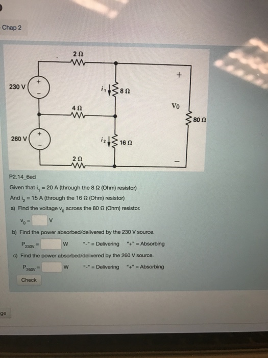 Solved Given that i_1 = 20 A (through the 8 Ohm (Ohm) | Chegg.com