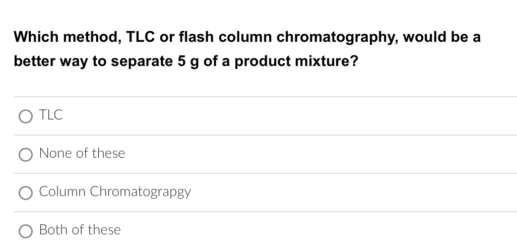 Solved Which method, TLC or flash column chromatography,