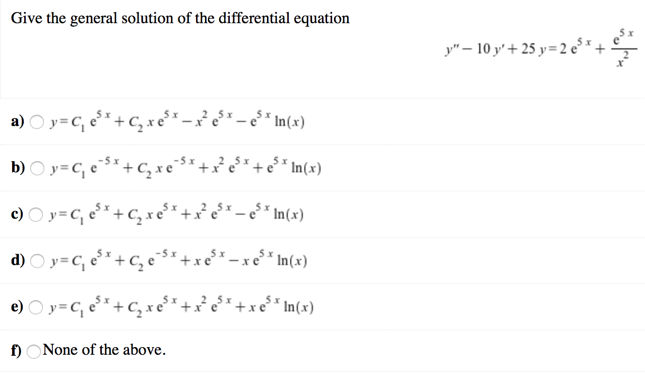 Solved Find The General Solution Of Y Y 4 X3 A O Yc C Chegg Com