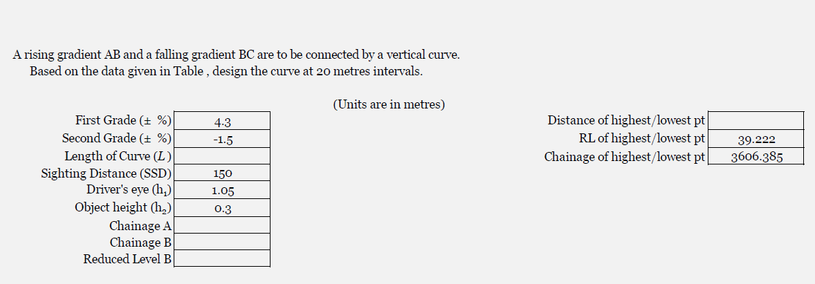 Solved A rising gradient AB and a falling gradient BC are to | Chegg.com