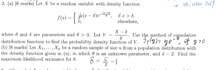 Solved 2. (a)6 marks Let X be a random variable with density | Chegg.com