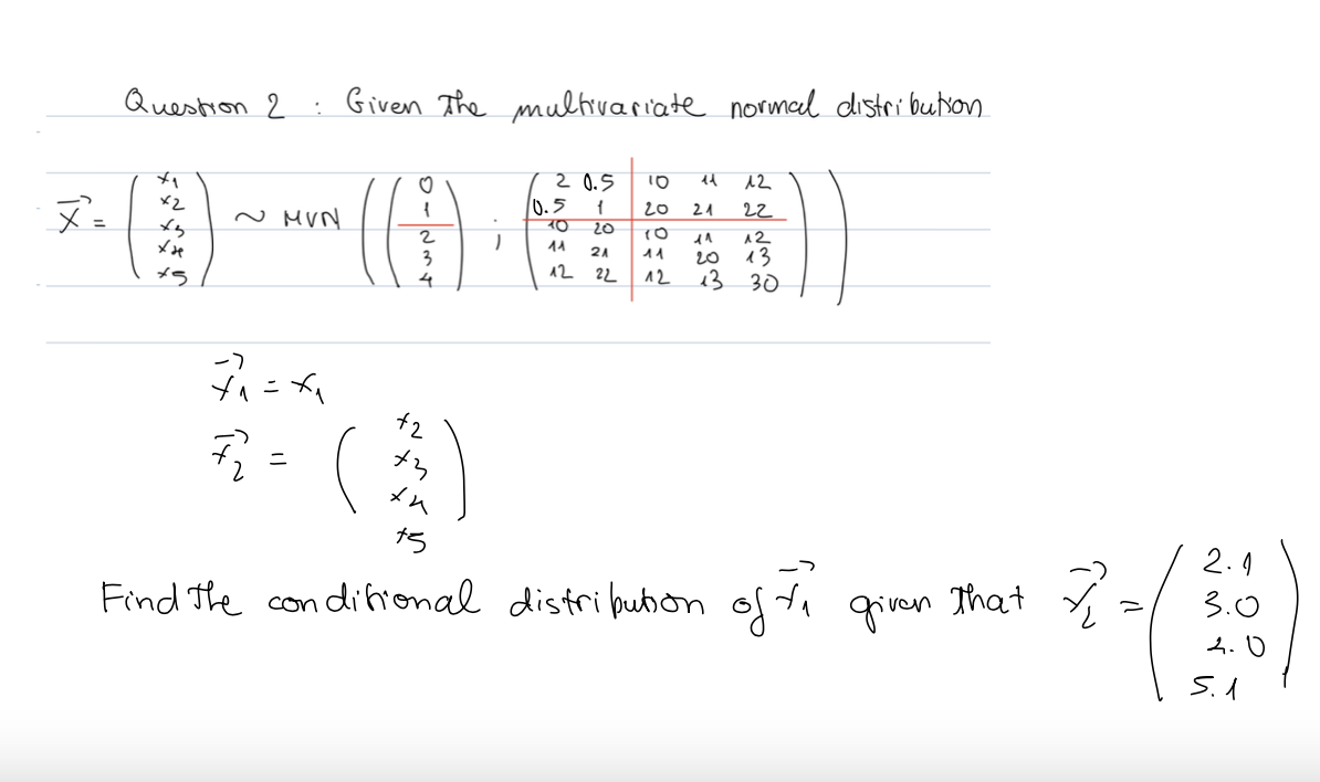 Solved Question 2 Given the multivariate normal distribution | Chegg.com