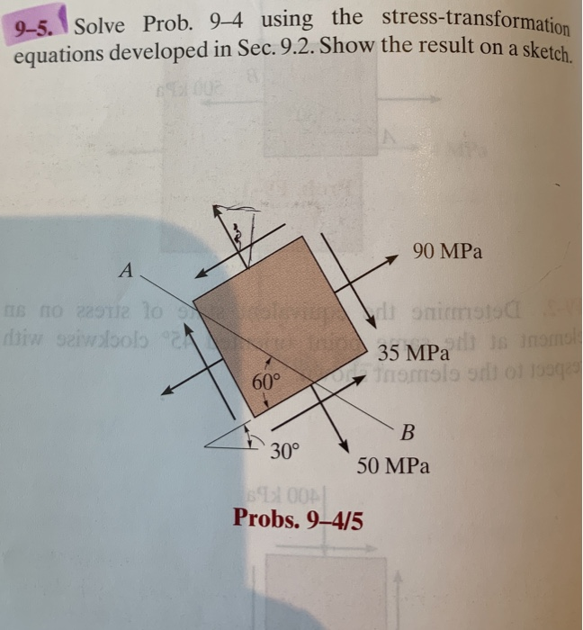 Solved 9-5. Solve Prob. 9-4 Using The Stress-transformation | Chegg.com