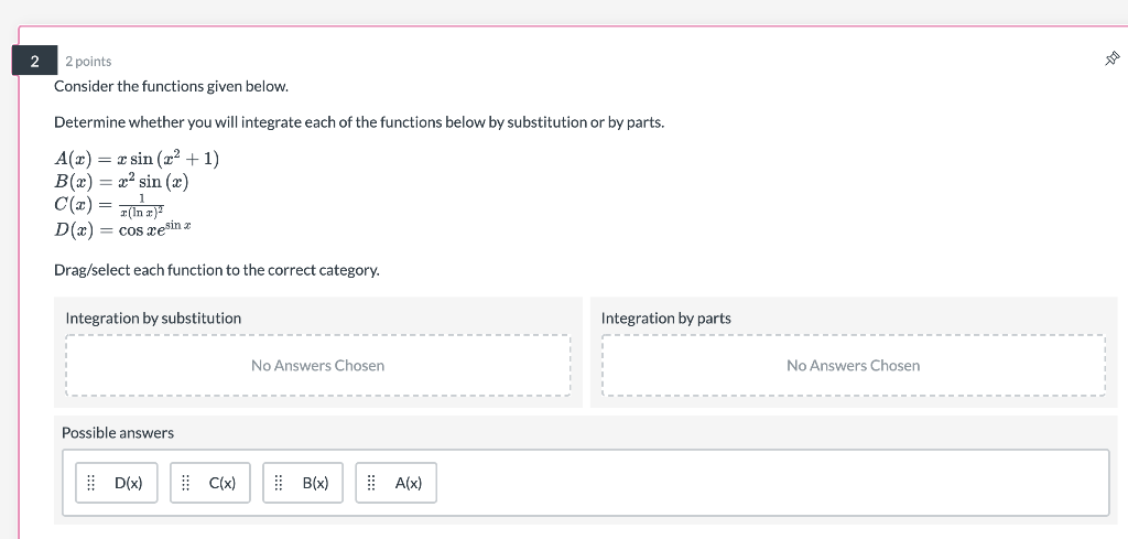 Solved 2 2 points Consider the functions given below. | Chegg.com