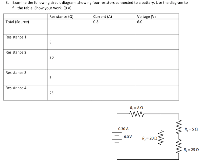 Solved 3. Examine the following circuit diagram, showing | Chegg.com