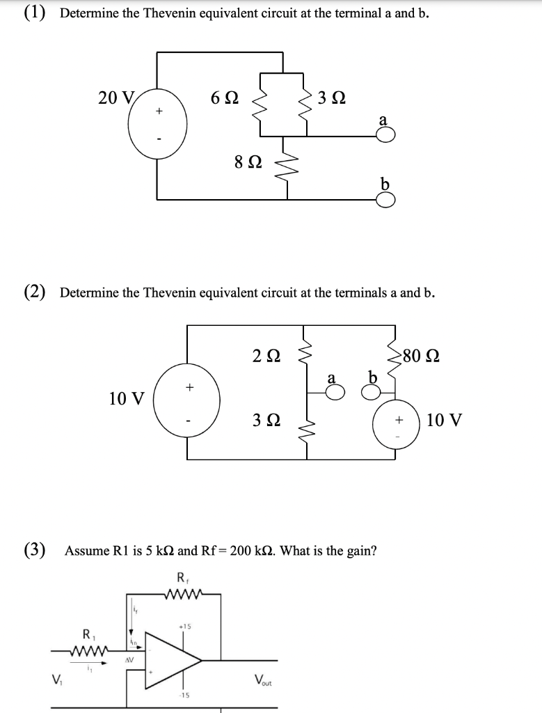 Solved (1) Determine the Thevenin equivalent circuit at the | Chegg.com