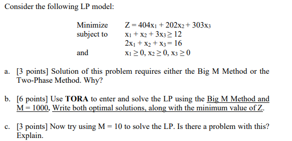 Solved Consider the following LP model: Minimize subject | Chegg.com