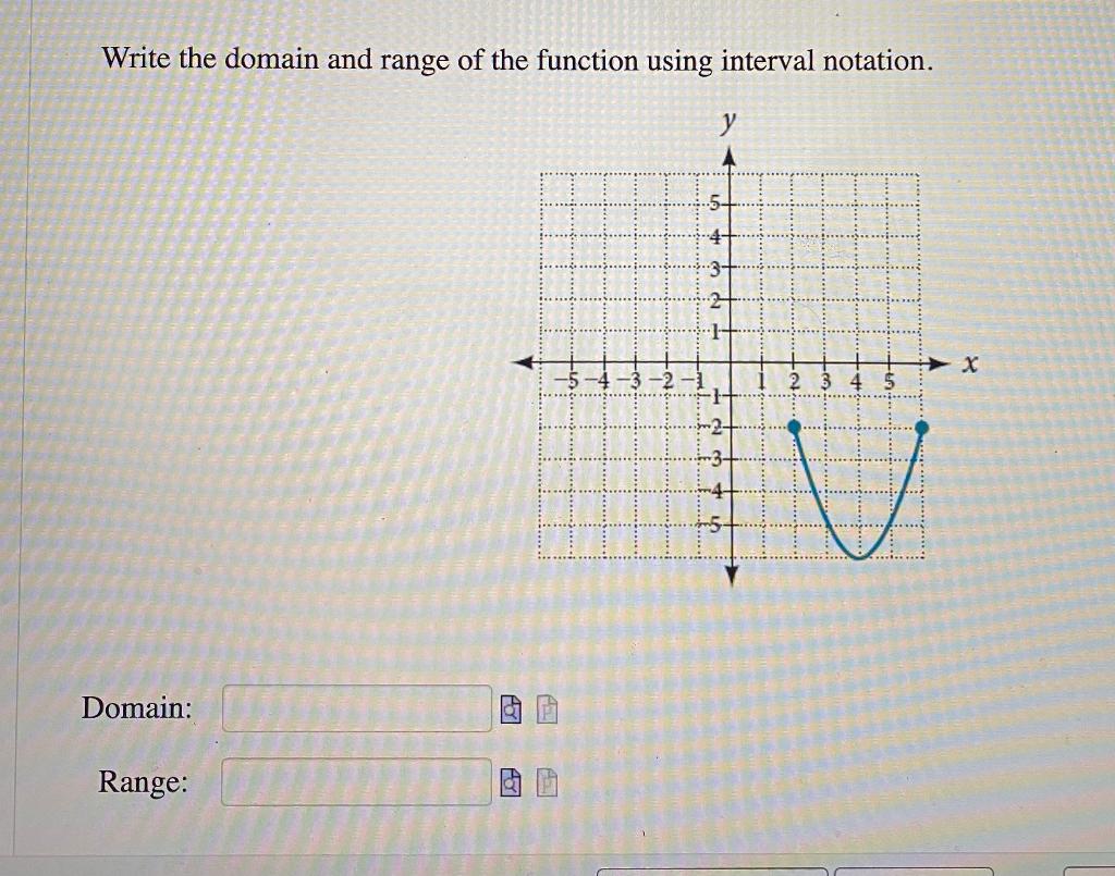 Solved Write the domain and range of the function using | Chegg.com