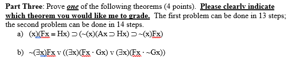 Part Three: Prove One Of The Following Theorems (4 | Chegg.com