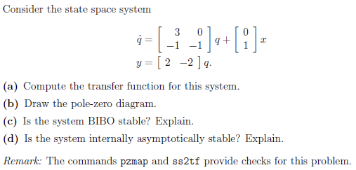 Solved Consider the state space system | Chegg.com