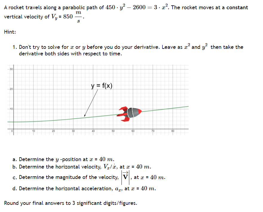 Solved A rocket travels along a parabolic path of | Chegg.com