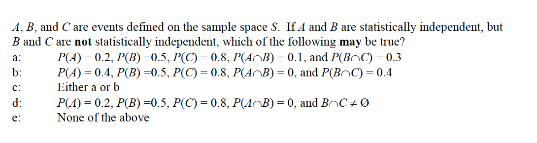 Solved A, B, and C are events defined on the sample space S. | Chegg.com