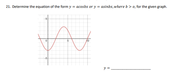 Solved 21. Determine the equation of the form y = acosbx or | Chegg.com