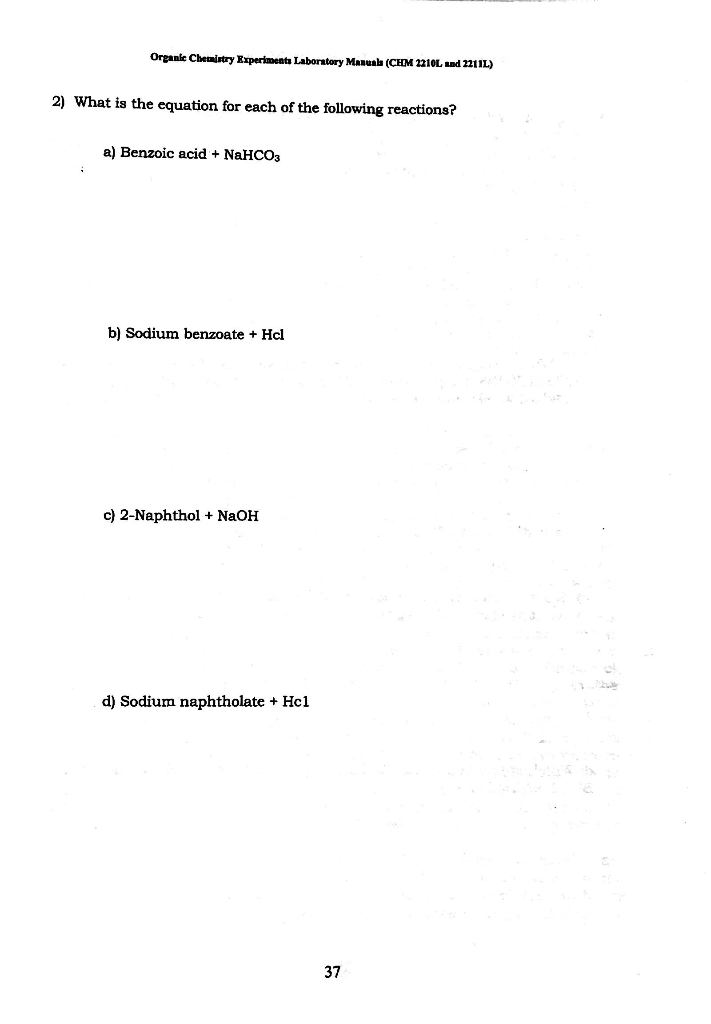 Organic Chemistry Experiments Laboratory Manual (CHM | Chegg.com