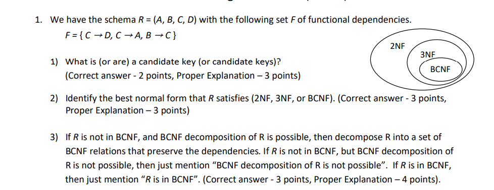 Solved We Have The Schema R=(A,B,C,D) With The Following Set | Chegg.com