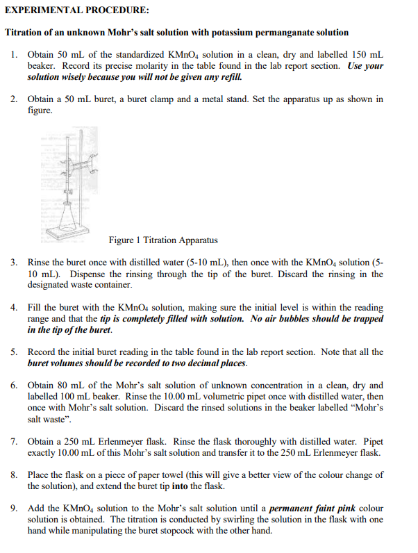 Chemistry 0130 Lab 8 REDOX TITRATION OBJECTIVE The