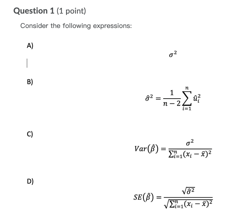 Solved Question 1 (1 point) Consider the following | Chegg.com
