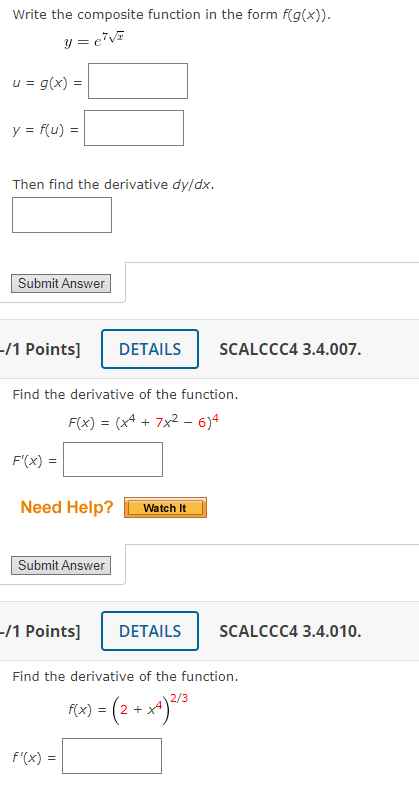 Solved Write the composite function in the form f(g(x)). | Chegg.com