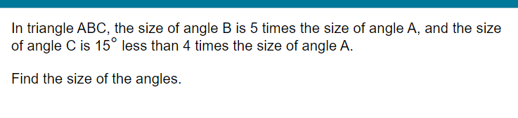 Solved In triangle ABC, the size of angle B ﻿is 5 ﻿times the | Chegg.com