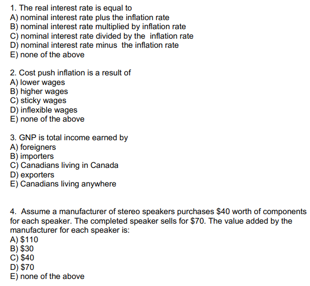 the real rate of interest is equal to the nominal interest rate