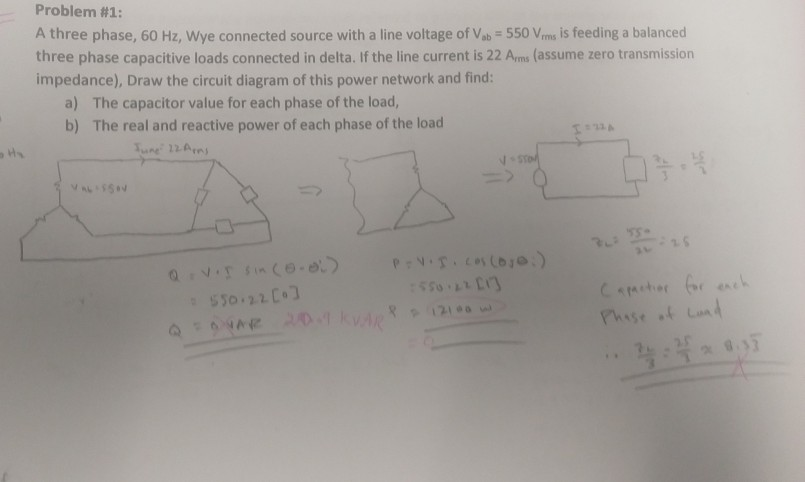 Solved Problem #1: A three phase, 60 Hz, Wye connected | Chegg.com