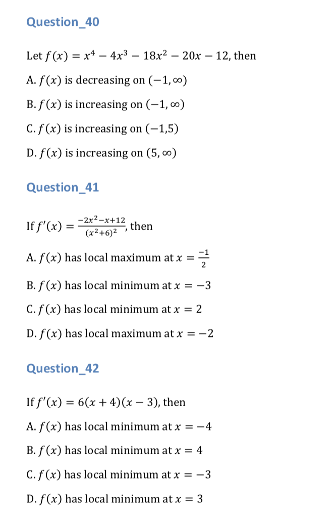 Solved Let F X X4−4x3−18x2−20x−12 Then A F X Is