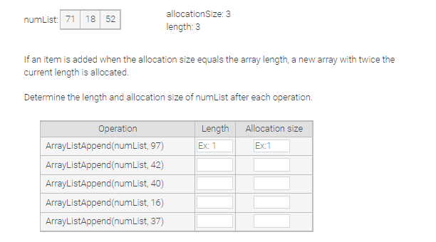 Solved If an item is added when the allocation size equals | Chegg.com