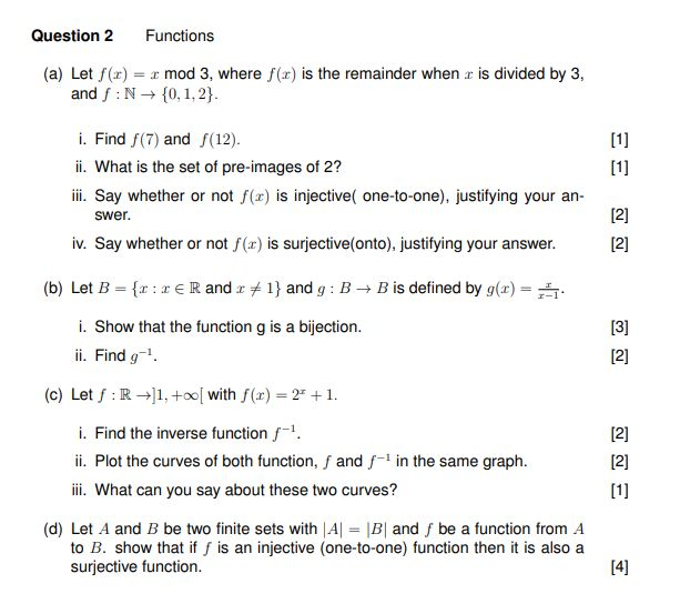 Solved Question 2 Functions A Let 0 X Mod 3 Where Chegg Com