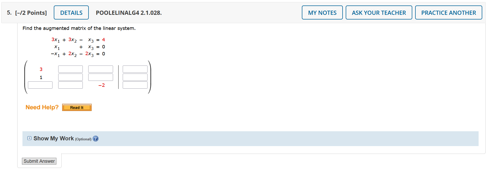 Solved Find the augmented matrix of the linear system. | Chegg.com
