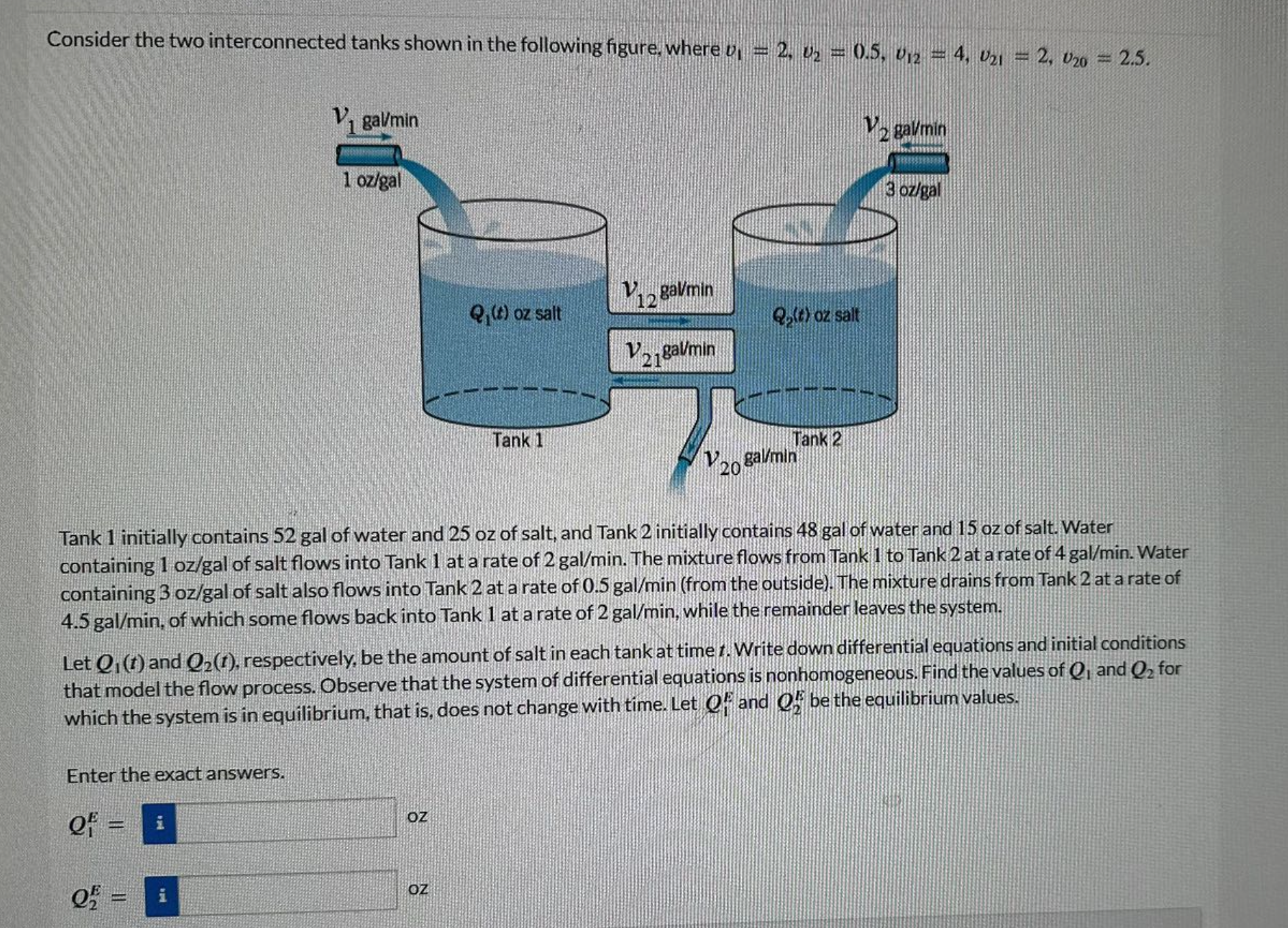 Solved Consider the two interconnected tanks shown in the | Chegg.com