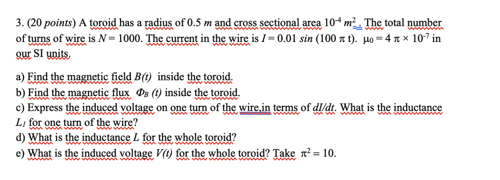 Solved 3 20 Points A Toroid Has A Radius Of 05 M And 9395