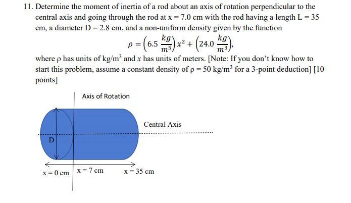 Solved 11. Determine the moment of inertia of a rod about an | Chegg.com