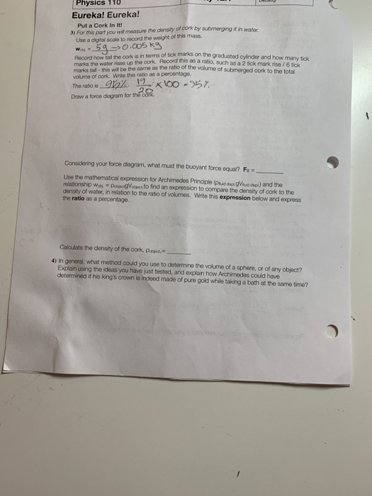 Solved the numbers are provided from the experiment we did | Chegg.com