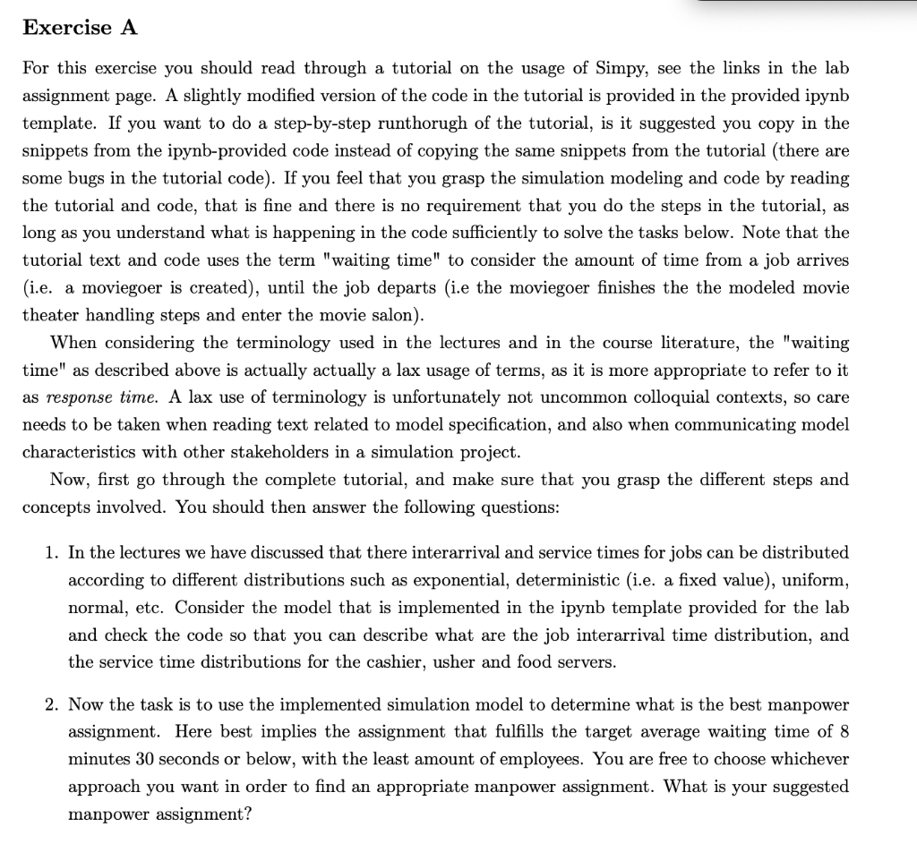 Exercise A For this exercise you should read through | Chegg.com