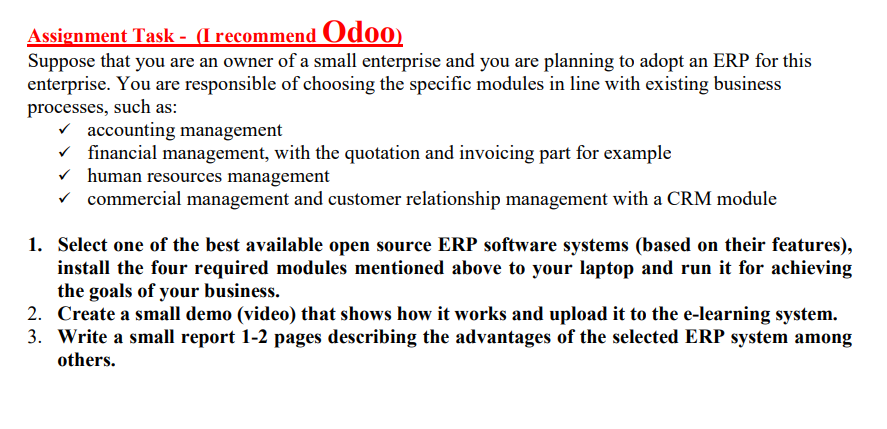 Assignment Task - (I recommend Odo0) Suppose that you | Chegg.com