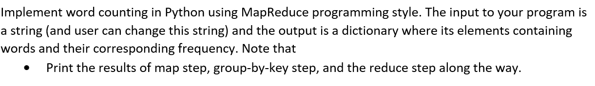 Solved Implement word counting in Python using MapReduce | Chegg.com
