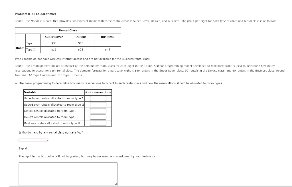 Solved Type I rooms do not have wireless Internet access and | Chegg.com