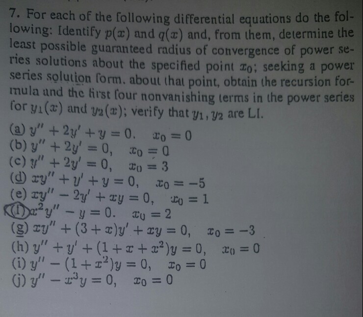 Solved 7. For each of the following differential equations | Chegg.com