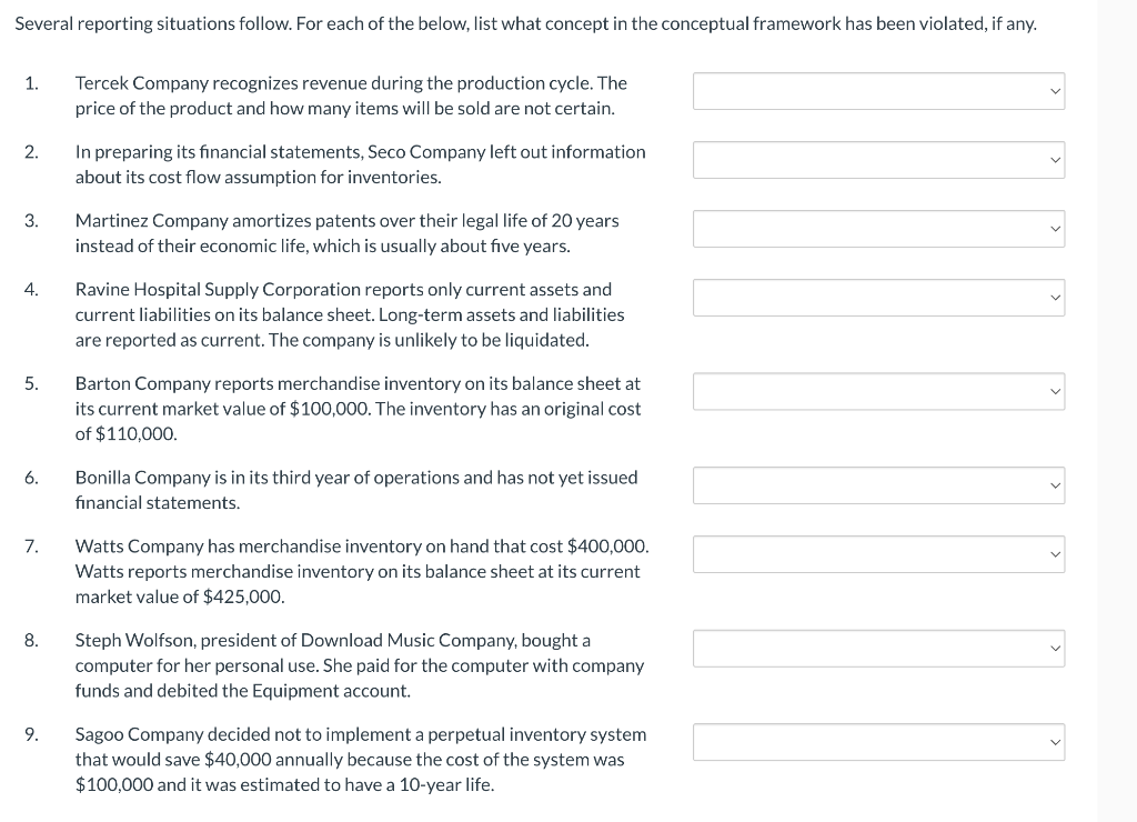 Solved 1. Tercek Company recognizes revenue during the