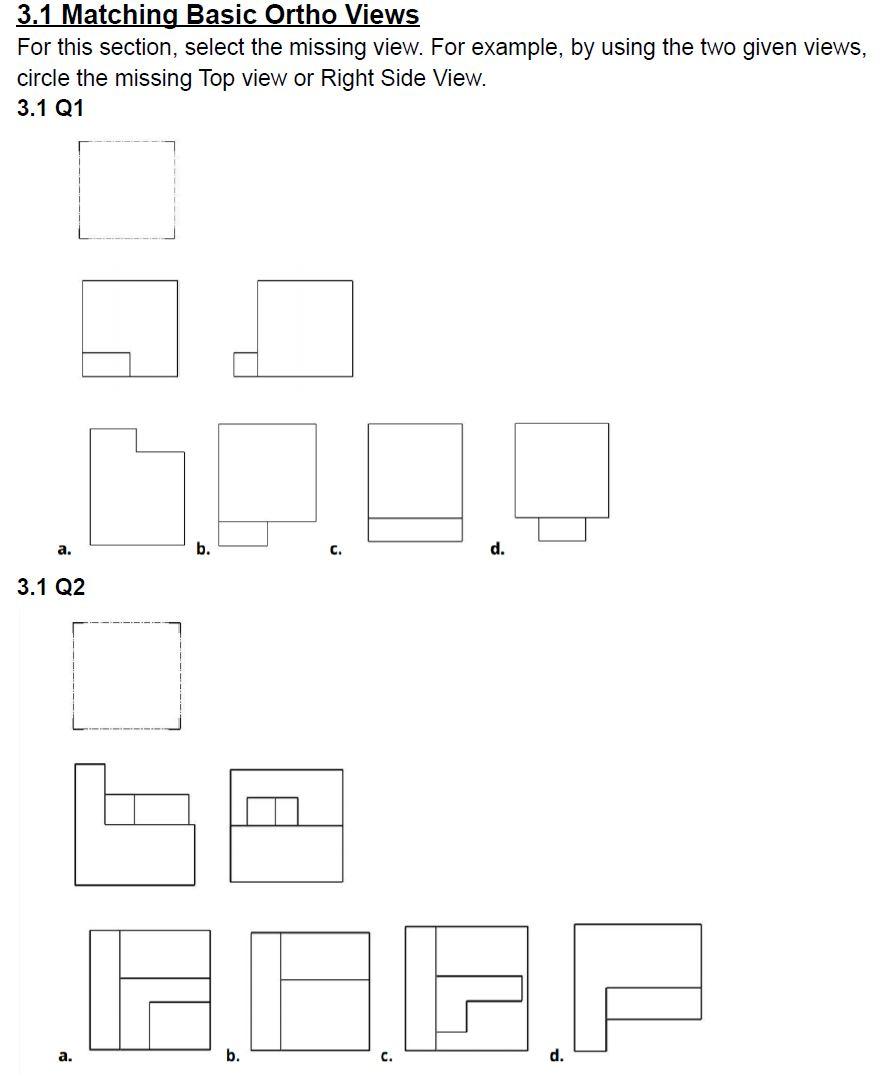 Solved 3.1 Matching Basic Ortho Views For this section, | Chegg.com