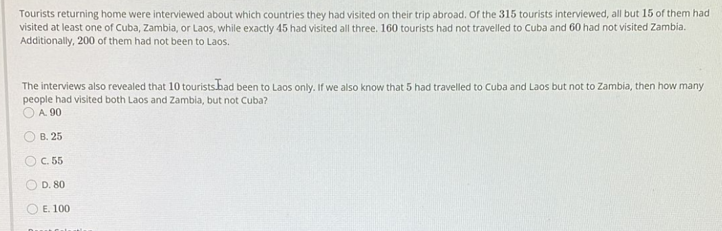 Solved Tourists returning home were interviewed about which | Chegg.com