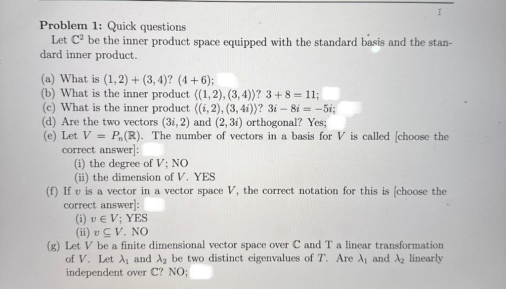 Problem 1: Quick questions Let C2 be the inner | Chegg.com