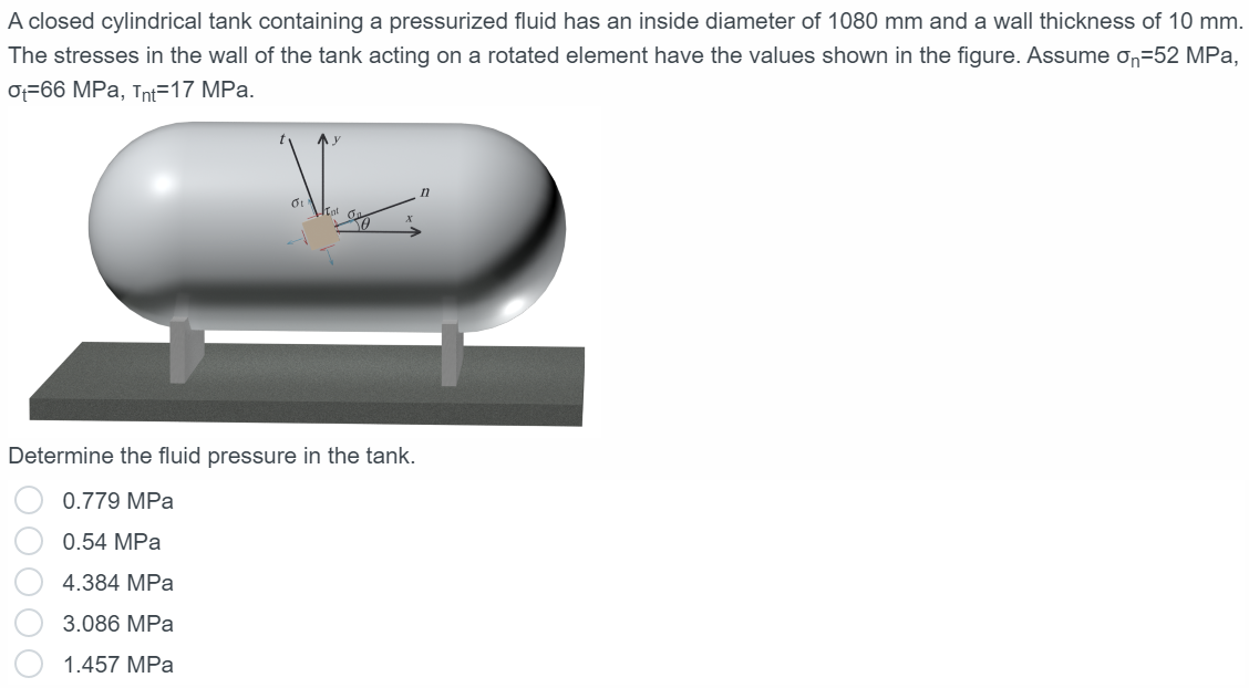 Solved A closed cylindrical tank containing a pressurized