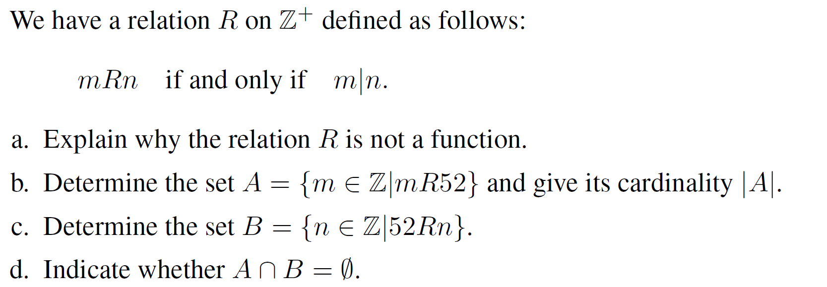 Solved Hello, above is a discreet mathematics problem for | Chegg.com