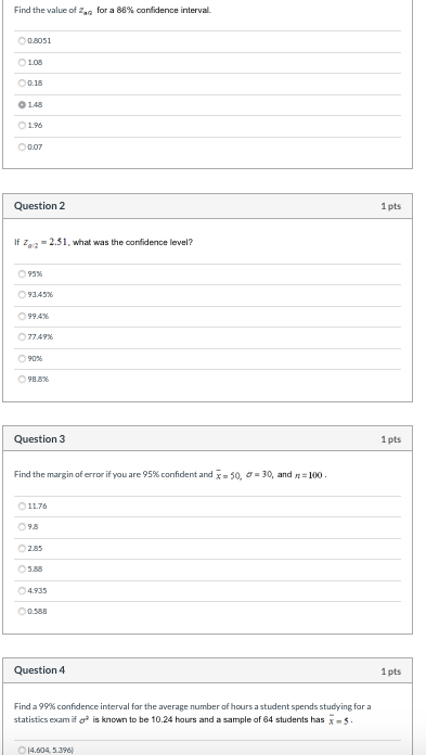 Solved Find the value of 2 for a 88% confidence interval | Chegg.com