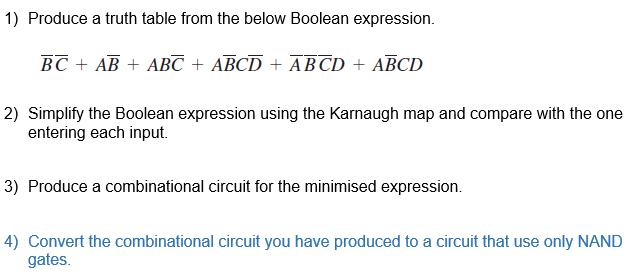 Solved 1) Produce a truth table from the below Boolean | Chegg.com