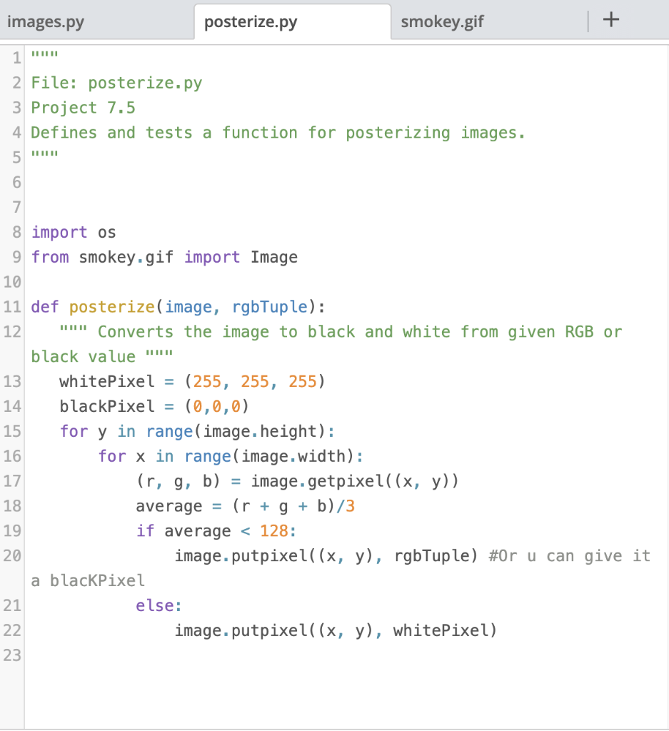 Instructions Define a function named posterize . This | Chegg.com